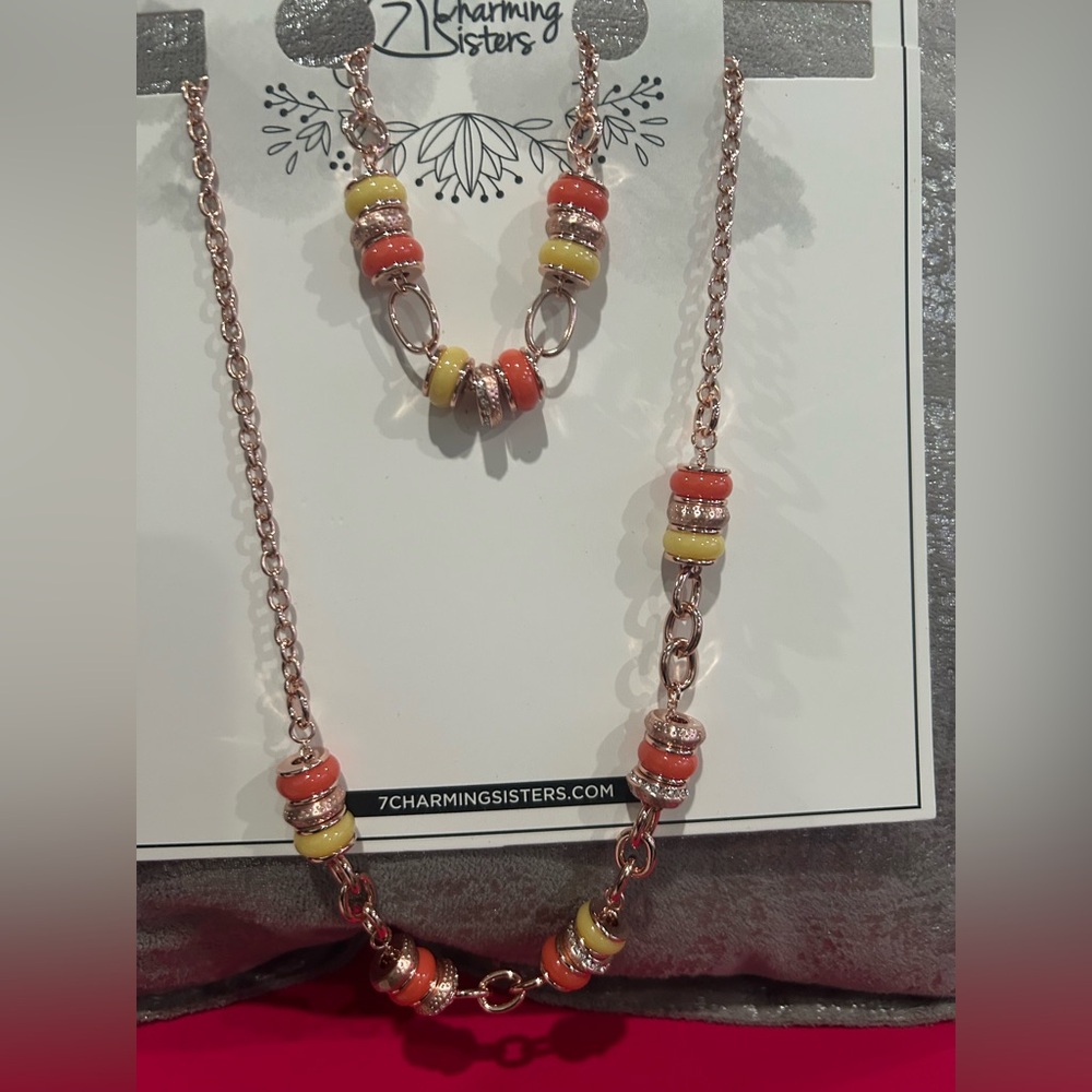 Colorful Beaded Necklace and Bracelet Set